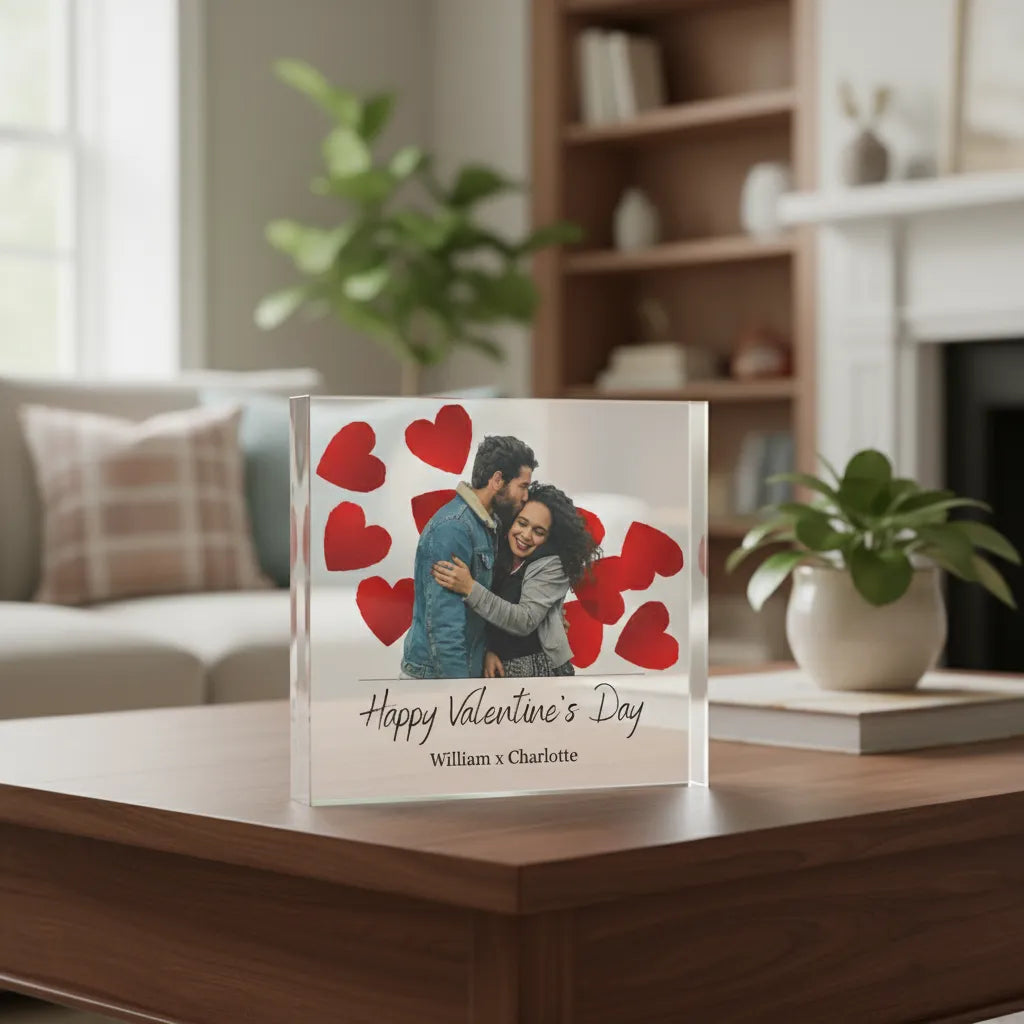Acrylic Photo Block - Valentine Hearts