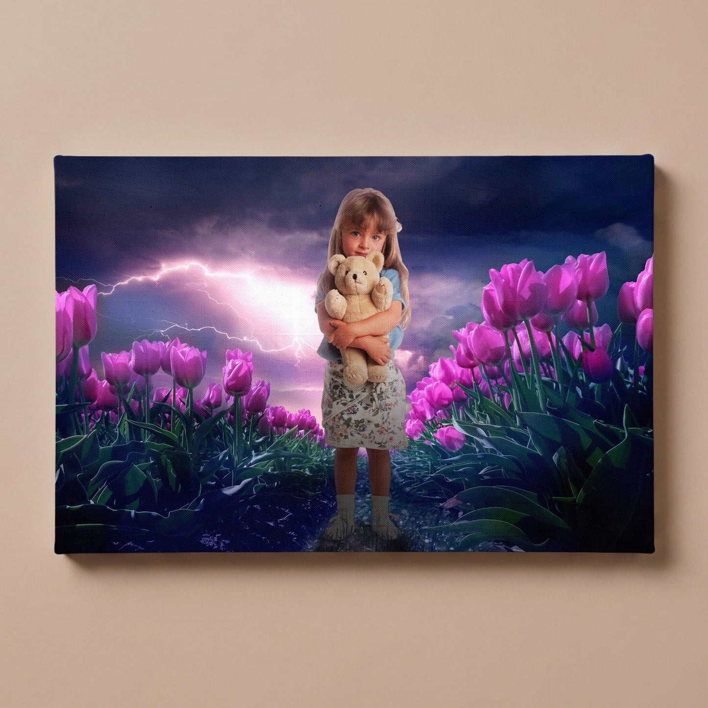 Personalized Tulips Storm portrait canvas