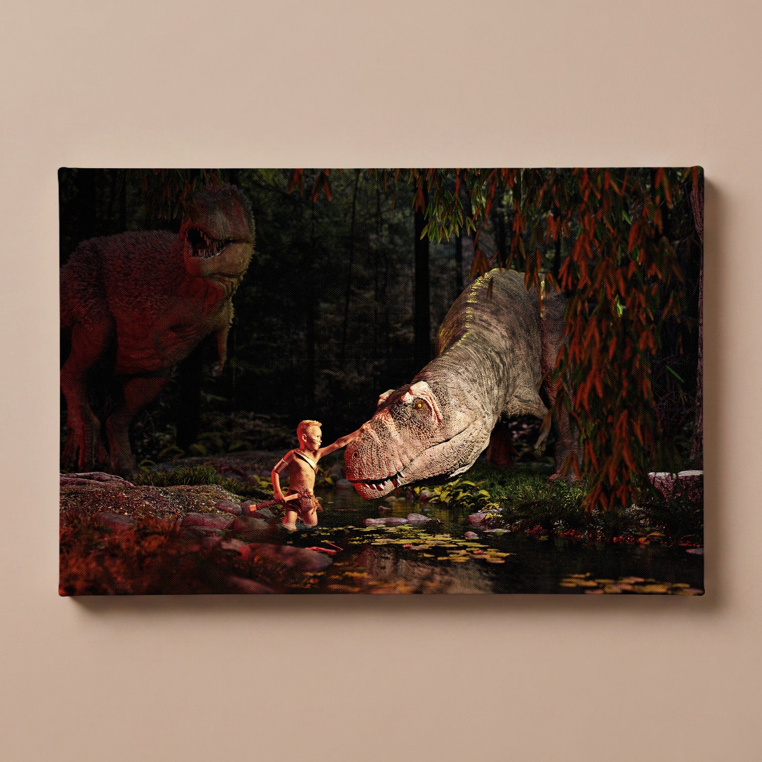 Personalized Sweet Dino portrait canvas