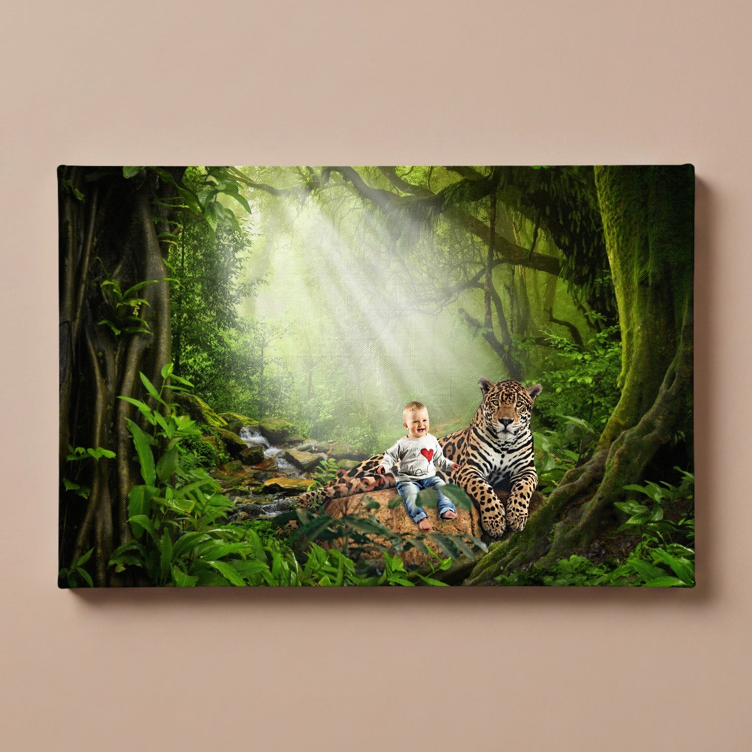 Personalized Jungle Jaguar portrait canvas