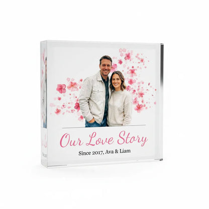 Acrylic Photo Block - Valentine Hearts