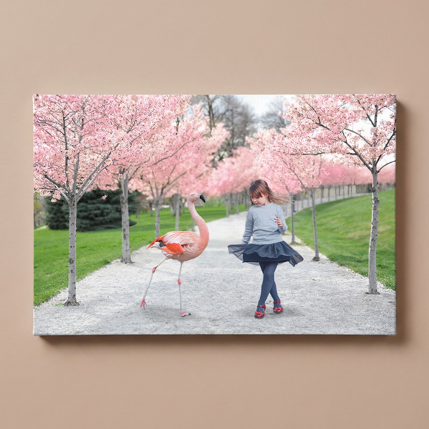 Personalized Flamingo Park portrait canvas