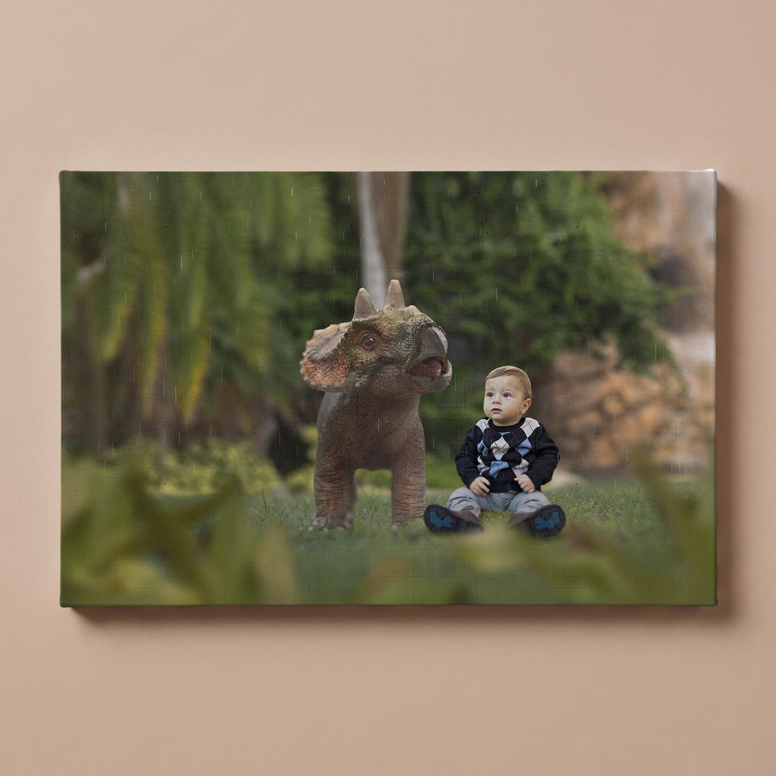 Personalized Cute Dino portrait canvas