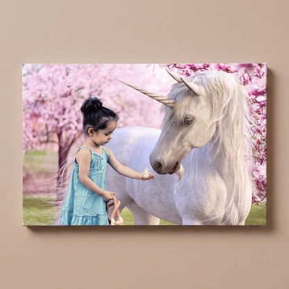 Personalized Pink Unicorn portrait canvas