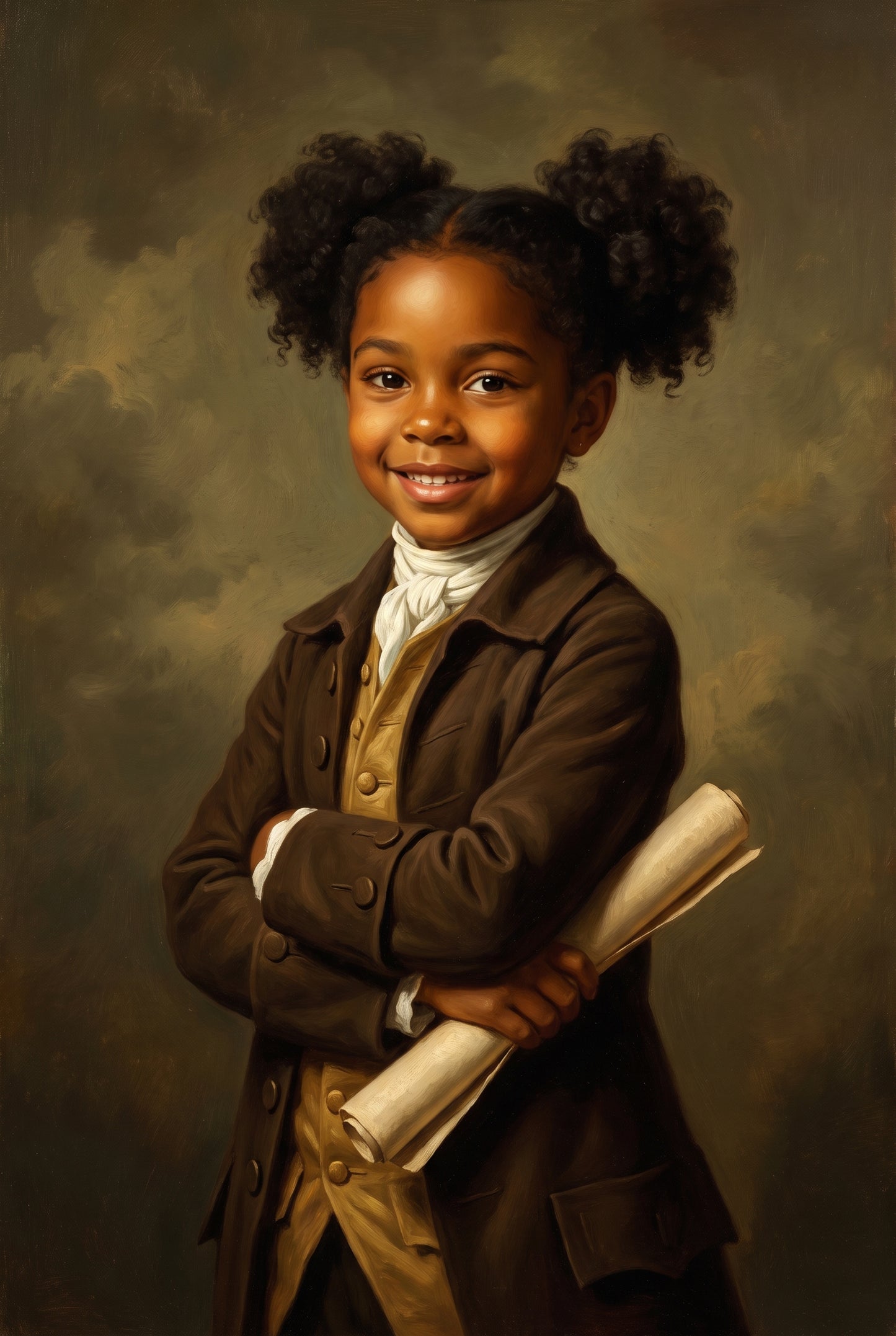 Personalized classical schoolmaster painting shown on canvas