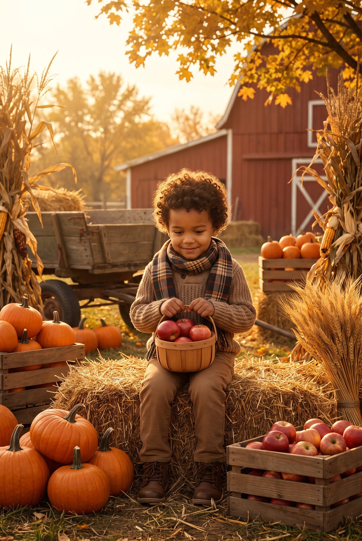 Personalized autumn harvest family artwork shown on canvas