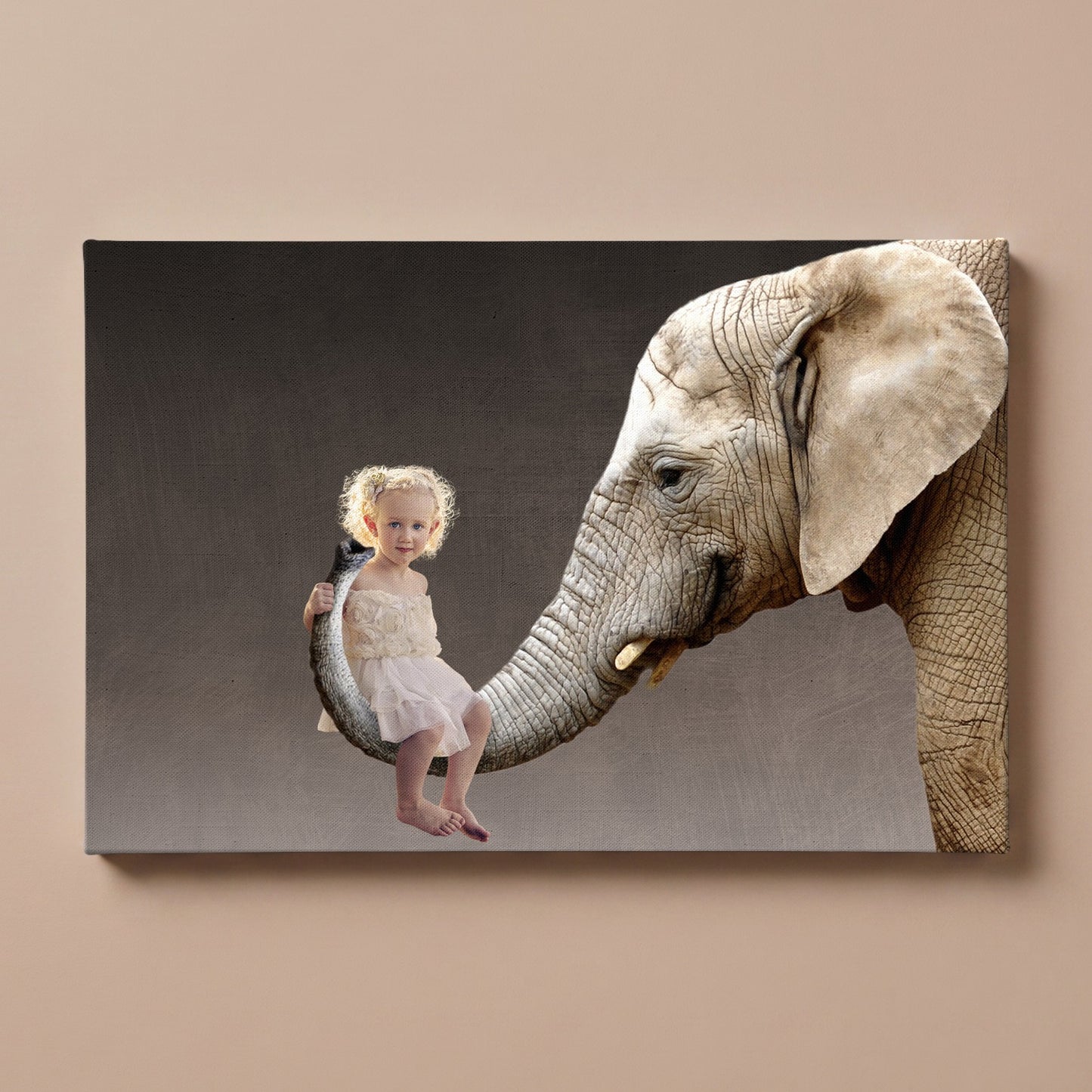 Personalized Elephant Trunk portrait canvas