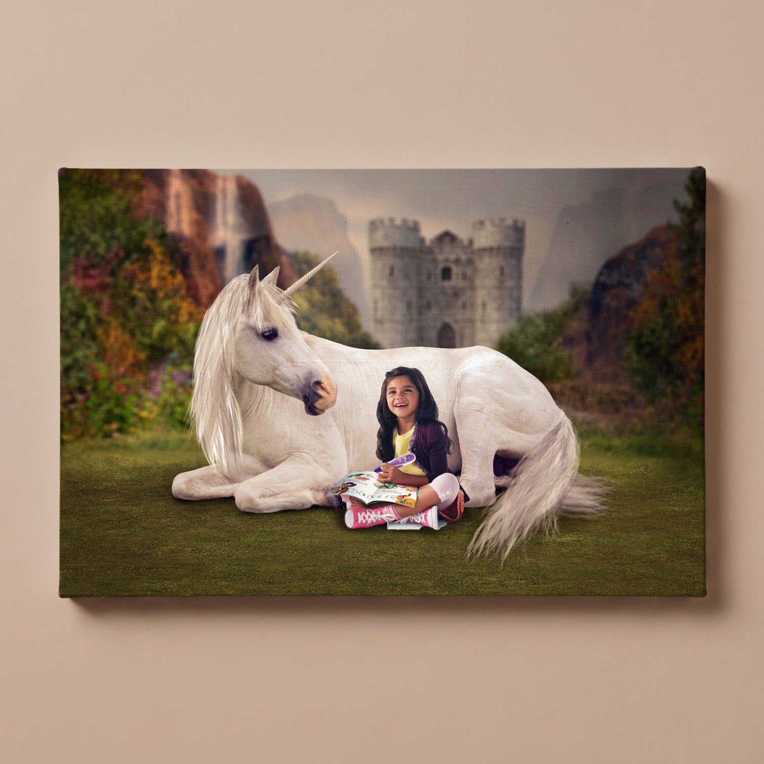Personalized Unicorn Castle portrait canvas