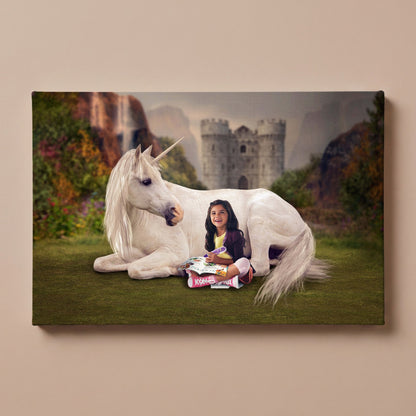 Personalized Unicorn Castle portrait canvas