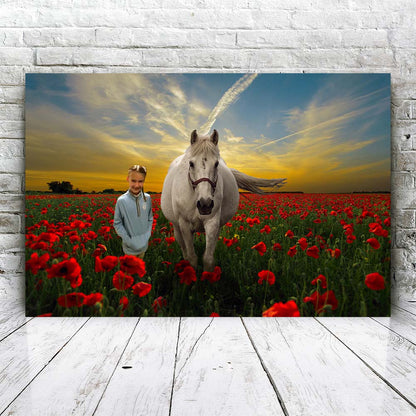 Horse in Flower Field